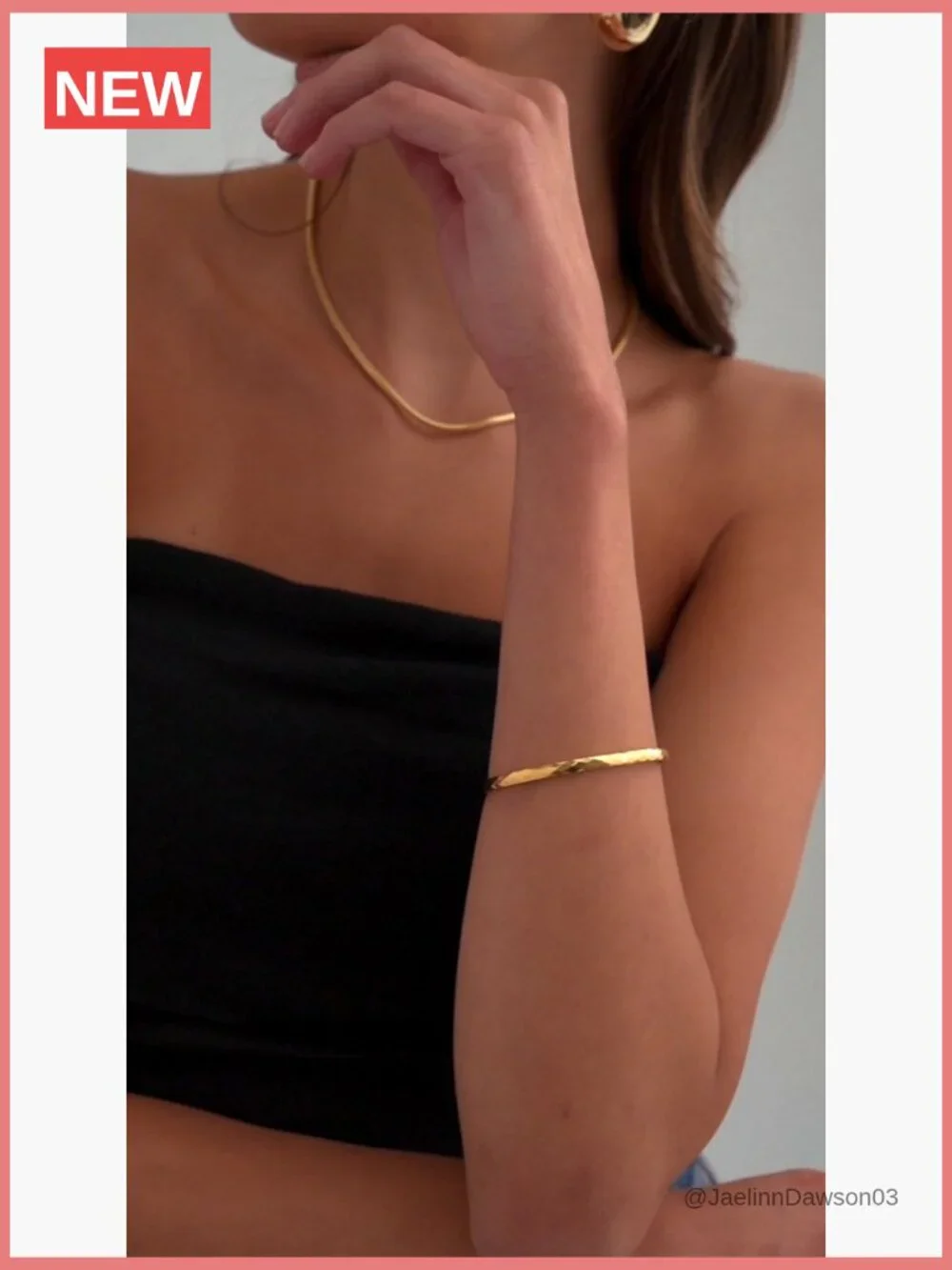 14K Gold Plated Stainless Steel Bangle Bracelet for Women